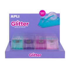 Présentoir porte-rouleau de ruban adhésif Apli Glitter Collection - 19x33mm - 4 porte-rouleaux en méthacrylate pailleté - Lame