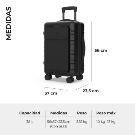 Numada Upfly T21 valise cabine 20" 38 L noir 4 roulettes TSA