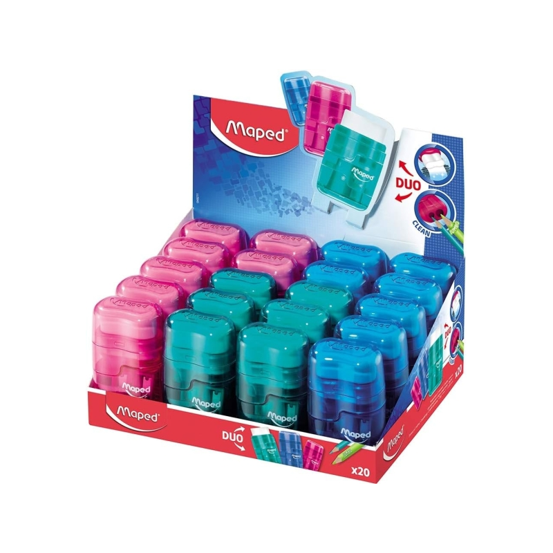 Maped Connect Duo taille-crayon 2 trous avec gomme assorti