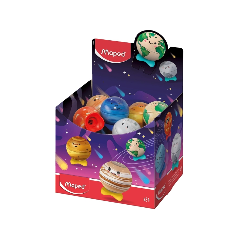 Maped Planetas Expositor 24 Taille-crayons métal 1 trou avec réservoir