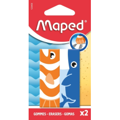 gommes rectangulaires animaux couleurs assorties