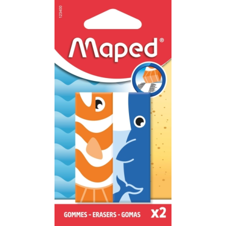 gommes rectangulaires animaux couleurs assorties