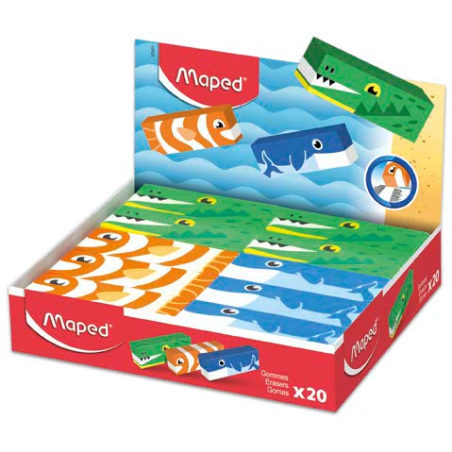 gommes rectangulaires animaux couleurs assorties