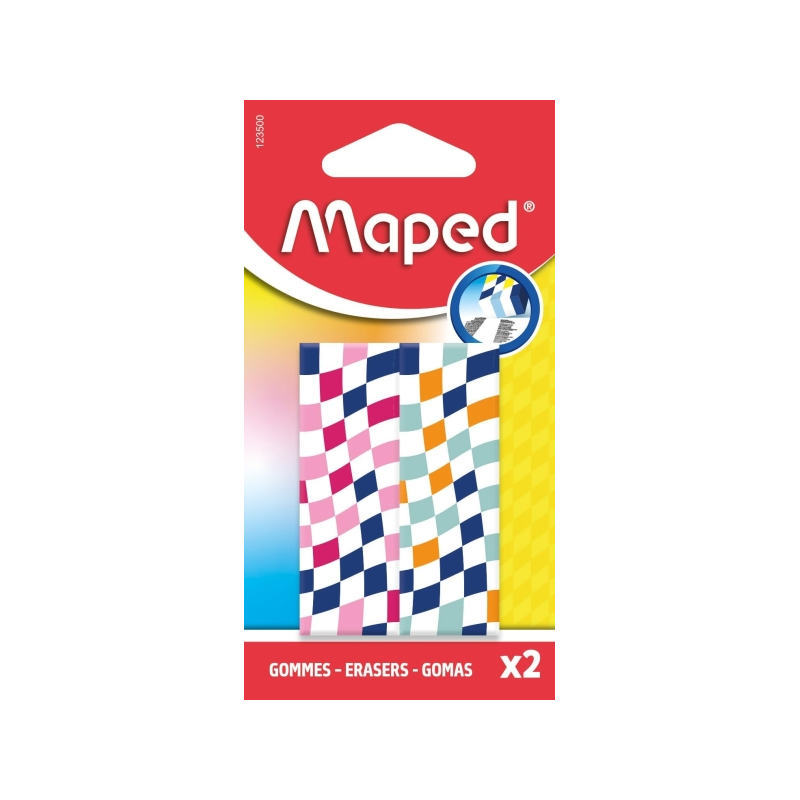 Maped Gomme x2 rectangulaire assorties sans phtalates
