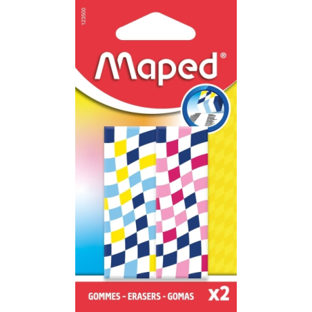 Maped Gomme x2 rectangulaire assorties sans phtalates