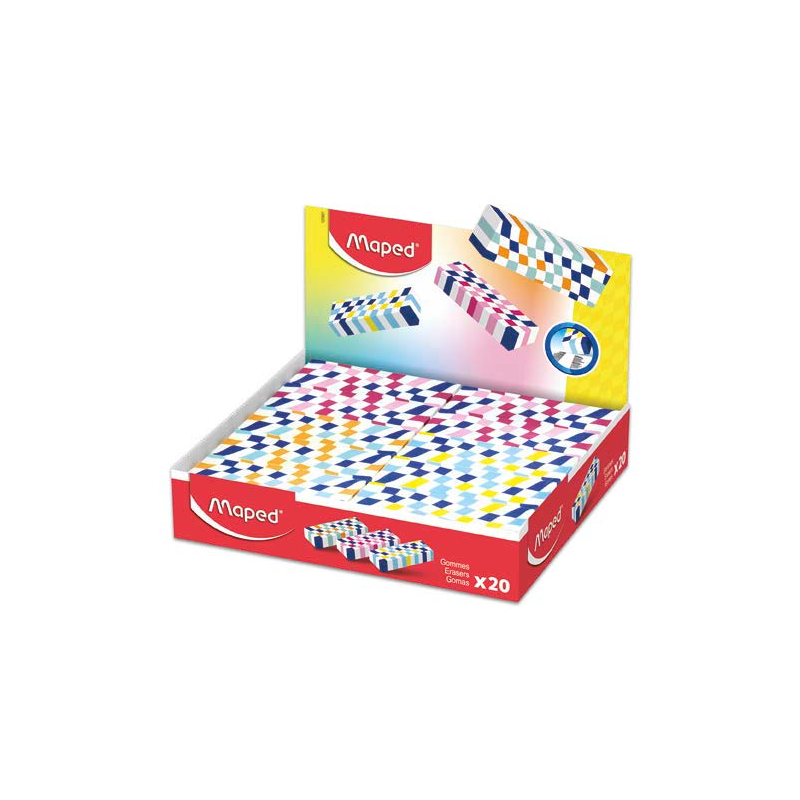 Maped Expositor 20 gommes rectangulaires assorties sans phtalates