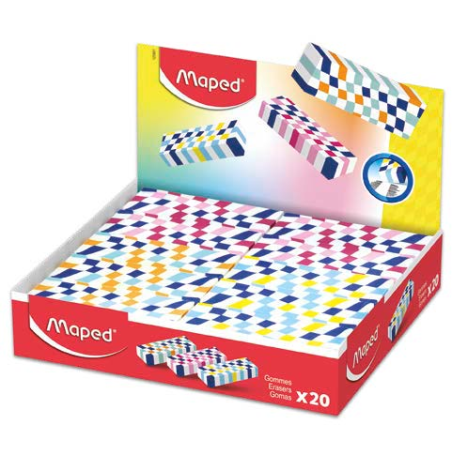 présentoir de gommes rectangulaires Maped assorties