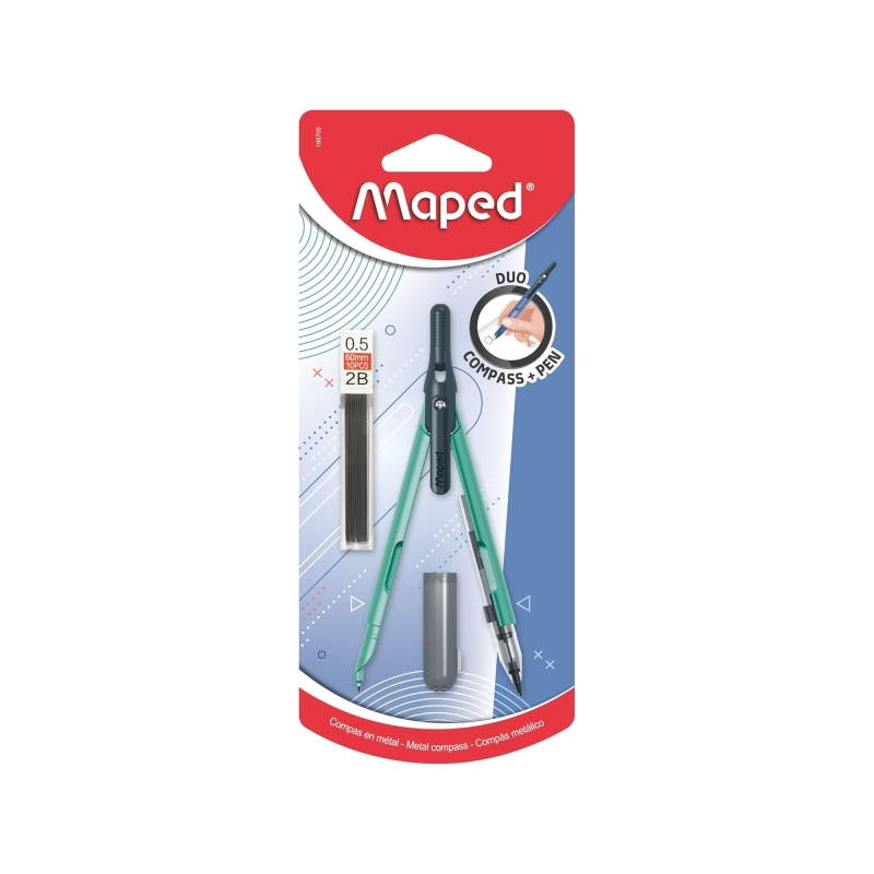 Pack de compas Maped Duo+Pen avec mines assorties