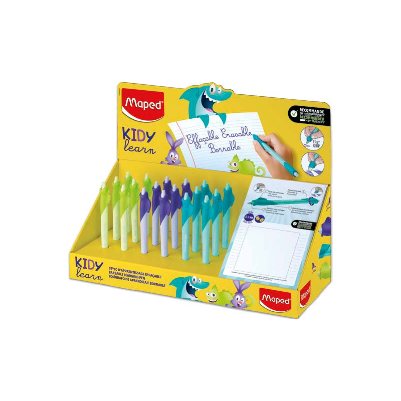 Maped Kidy Lern — 18 stylos effaçables bleus à motifs animaux