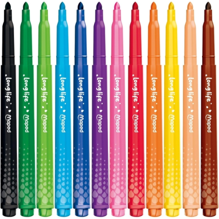 Maped Color'Peps Longlife 12 feutres pointe moyenne lavables