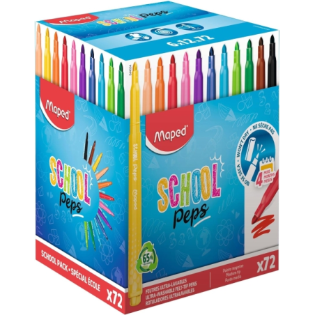 boîte 72 feutres Maped Color'Peps