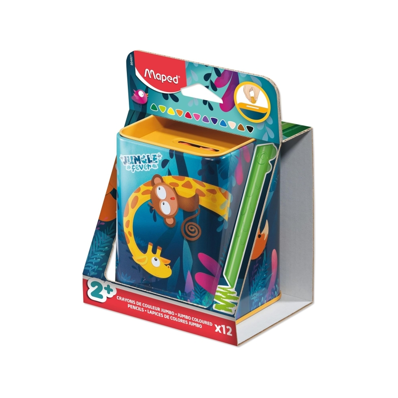 Maped Color'Peps Infinity Jumbo 12 crayons de couleur assortis, boîte en métal Maped Color'Peps Infinity Jumbo 12 crayons de couleur assortis, boîte en métal