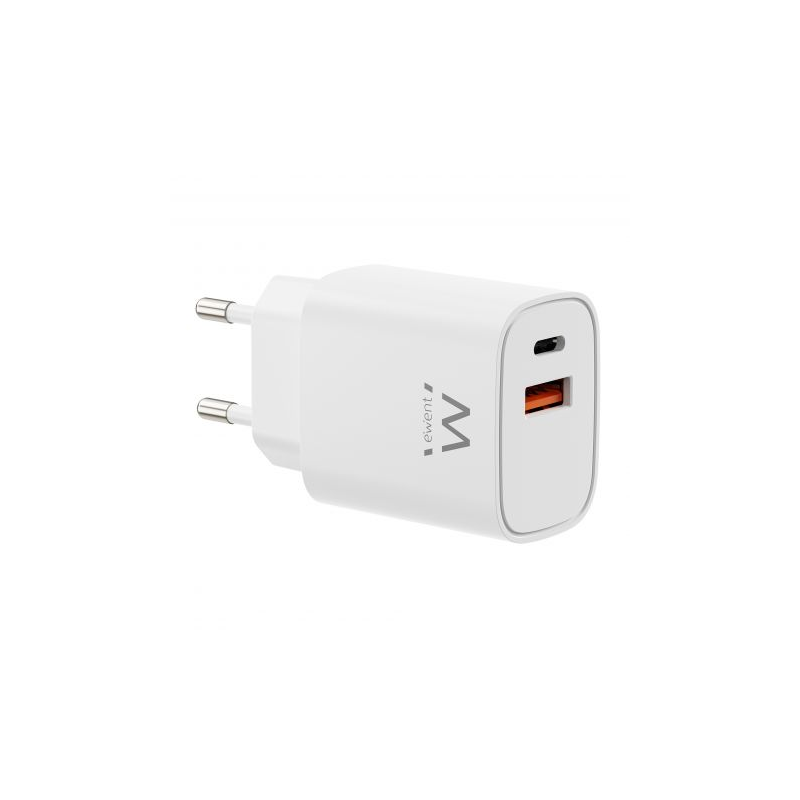 Chargeur Ewent EW1326 GaN 30W USB-C PD3.0 USB-A QC3.0 Blanc Chargeur Ewent EW1326 GaN 30W USB-C PD3.0 USB-A QC3.0 Blanc