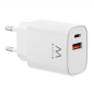 Chargeur Ewent EW1326 GaN 30W USB-C PD3.0 USB-A QC3.0 Blanc Chargeur Ewent EW1326 GaN 30W USB-C PD3.0 USB-A QC3.0 Blanc