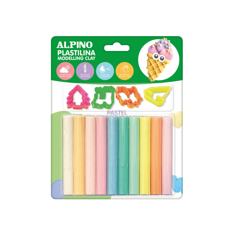 Alpino pâte à modeler 10 barres pastel assorties Alpino pâte à modeler 10 barres pastel assorties