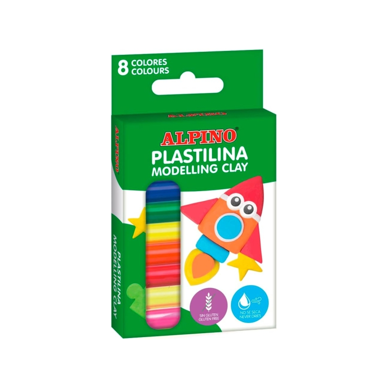 Plastiline Alpino 8 barres couleurs assorties sans gluten Plastiline Alpino 8 barres couleurs assorties sans gluten