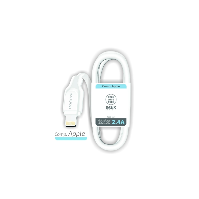 Câble USB-A vers Lightning 1 m tressé blanc Câble USB-A vers Lightning 1 m tressé blanc