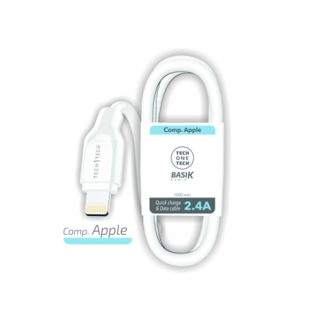 Câble USB-A Lightning tressé blanc