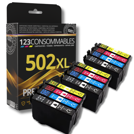 Pack 12 cartouches 123CONSOMMABLES compatibles EPSON 502XL XL qualité