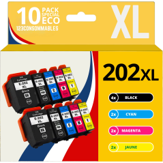 Pack compatible EPSON 202 XL 10 cartouches - haute capacité couleur