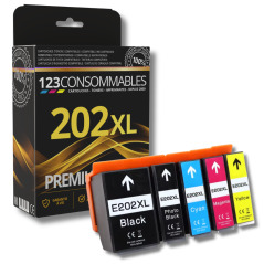 Pack 123CONSOMMABLES compatible EPSON 202XL, 5 cartouches XL