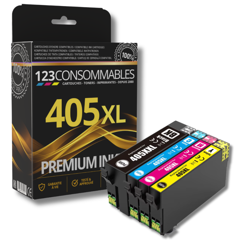 Pack 123CONSOMMABLES compatible EPSON 405 XL, 4 cartouches