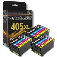 Pack 123CONSOMMABLES compatible EPSON 405 XL, 12 cartouches