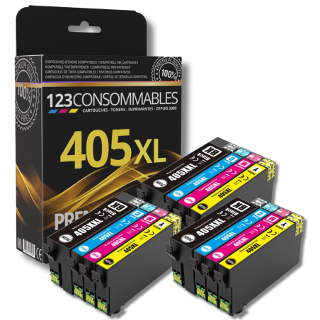 Pack 123CONSOMMABLES compatible EPSON 405 XL, 12 cartouches XL couleur