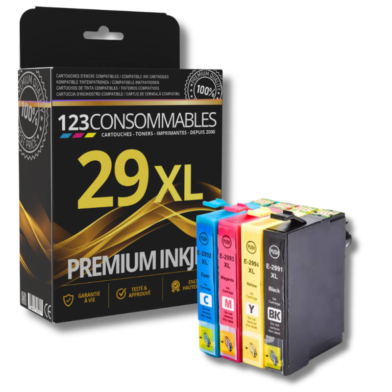 Pack 123CONSOMMABLES compatible EPSON 29XL, 4 cartouches