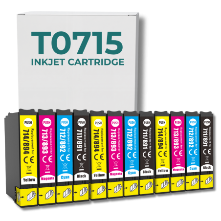 Pack 12 cartouches compatibles EPSON T0715XL haute capacité