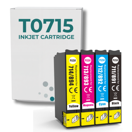 Pack 4 Cartouches compatibles EPSON T0715XL - Couleur XL Durable