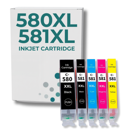 Pack 5 Cartouches compatibles CANON PGI-580 CLI-581 XL haute capacité