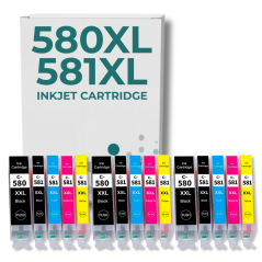 Pack 15 Cartouches compatibles CANON PGI-580 CLI-581 XL haute capacité
