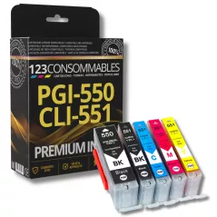 Pack 123CONSOMMABLES compatible CANON PGI550/CLI551 XL, 5 cartouches