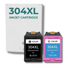 Pack 2 cartouches compatible avec HP 304 XL noir et couleur