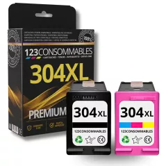 Pack 123CONSOMMABLES compatible HP 304 XL noir et couleur