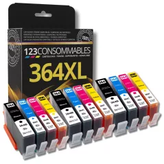 Pack 123CONSOMMABLES compatible HP 364 XL, 12 cartouches