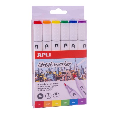 ✅ Apli Lot de 6 Feutres à Double Pointes couleur Plusieurs couleurs en stock