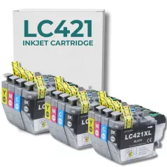Pack compatible Brother LC421 XL, 12 cartouches