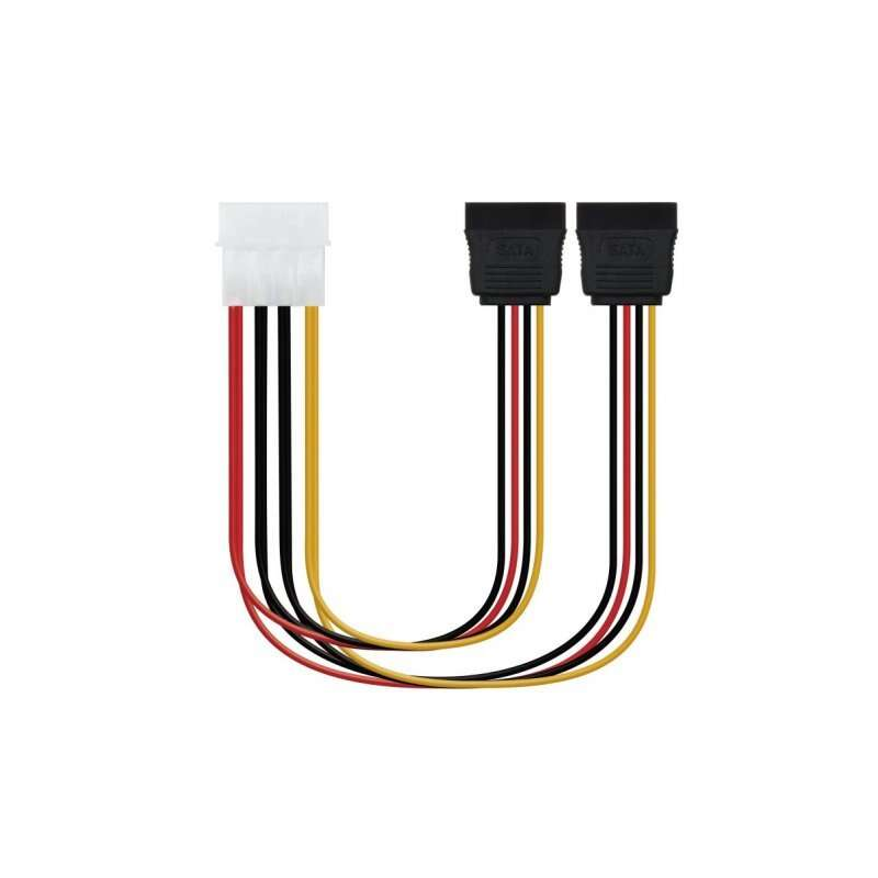 Câble Molex 4 broches vers 2 SATA 0,30 m multicolore