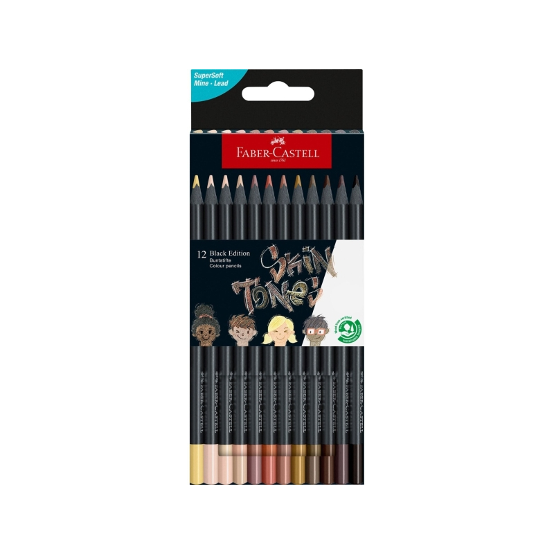 Crayons de couleur chair Faber-Castell Black Edition 12 pièces Crayons de couleur chair Faber-Castell Black Edition 12 pièces