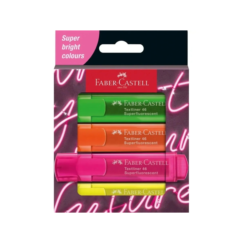 Faber-Castell Textliner 46, lot de 4 surligneurs assortis Faber-Castell Textliner 46, lot de 4 surligneurs assortis