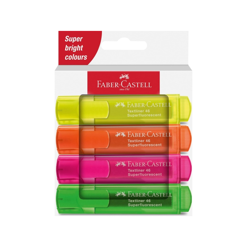 Surligneurs Faber-Castell Textliner 46 x4 assortis Surligneurs Faber-Castell Textliner 46 x4 assortis
