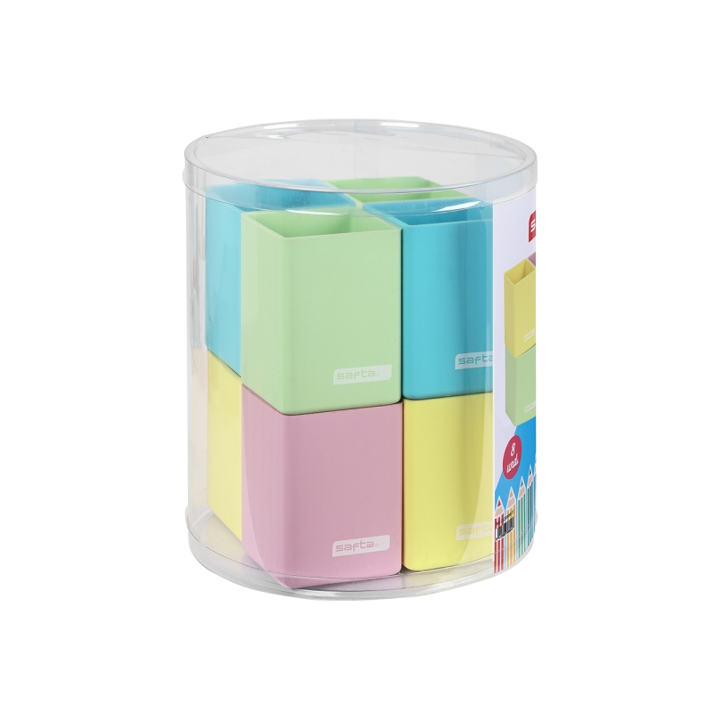 Safta Lot de 8 pots à crayons en silicone assortis
