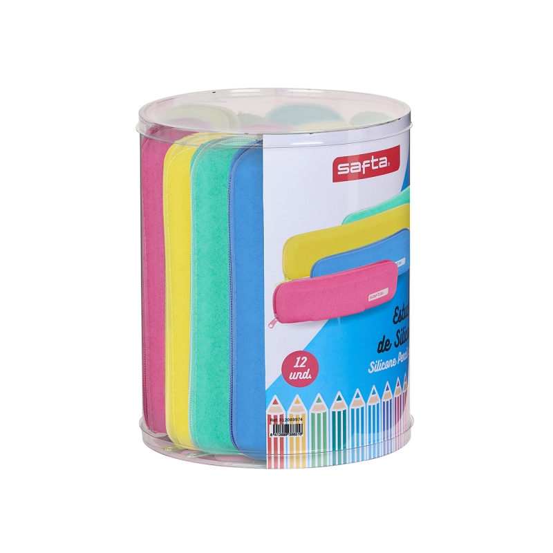 Lot de 12 étuis plats en silicone pailleté assortis