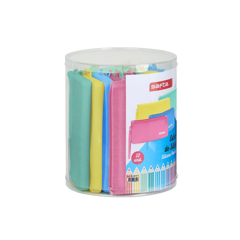 Lot de 12 étuis plats en silicone pailleté assortis