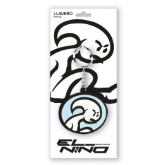 Porte-clés El Niño noir et blanc 80x30 mm
