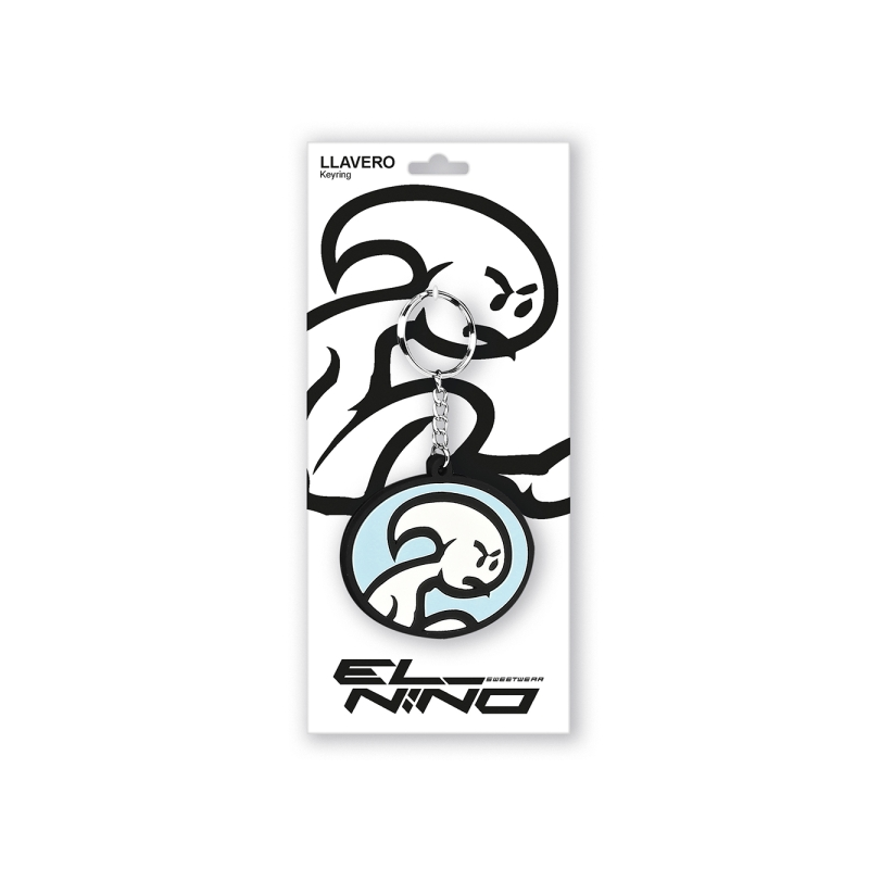 Porte-clés El Niño noir et blanc 80x30 mm