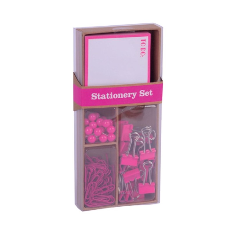 Apli Fluor Collection Pink Office Set - 25 Pins, 80 Clips de 28mm, 20 Clips de 19mm, Notes Autocollantes de 100 Feuilles en Apli Fluor Collection Pink Office Set - 25 Pins, 80 Clips de 28mm, 20 Clips de 19mm, Notes Autocollantes de 100 Feuilles en