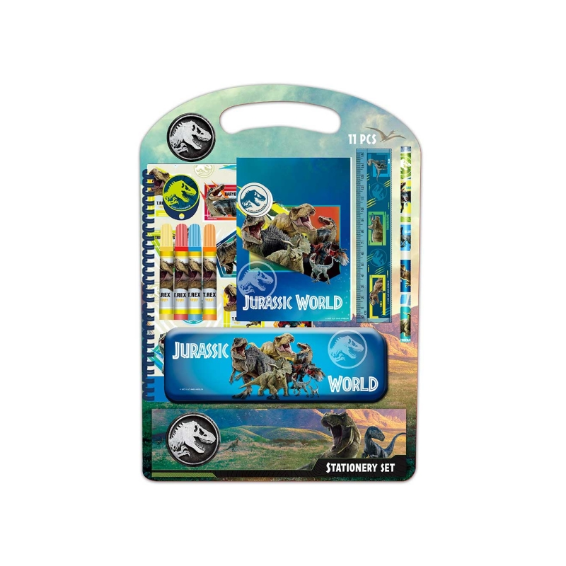 Kit scolaire Jurassic World Safta trousse métal multicolore Kit scolaire Jurassic World Safta trousse métal multicolore
